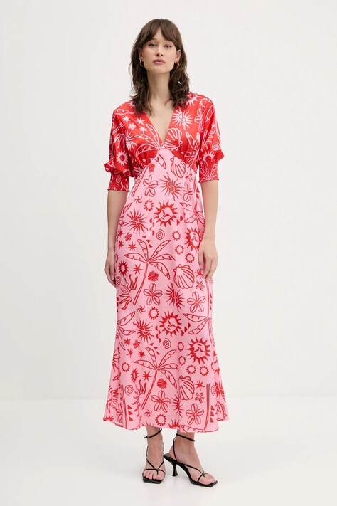 Never Fully Dressed rochie culoarea roșu, maxi, dreaptă, NFDDR2181