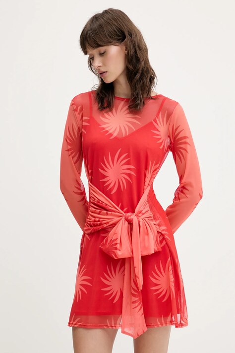 Never Fully Dressed rochie culoarea portocaliu, mini, dreaptă, NFDDR2052
