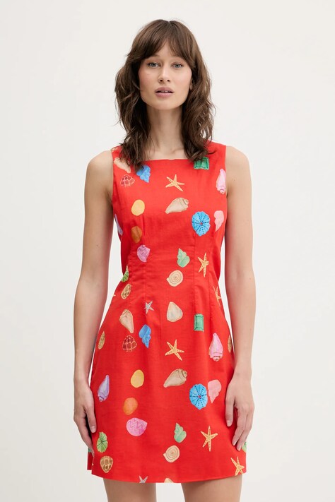 Never Fully Dressed rochie din amestec de in culoarea portocaliu, mini, mulată, NFDDR2028