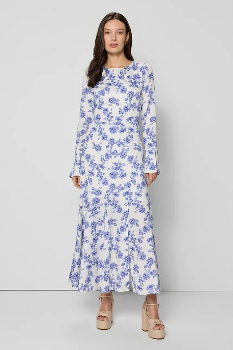 Bizuu rochie din bumbac IVYNI maxi, evazată, IVYNI NIEBIESKI