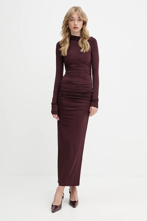 La Mania rochie culoarea bordo, maxi, mulată, CARO