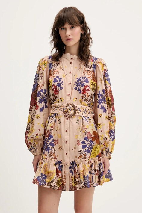 Bavlněné šaty Farm Rio oranžová barva, mini, 334358