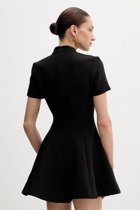 Bardot rochie culoarea negru, mini, evazați, 59907DB