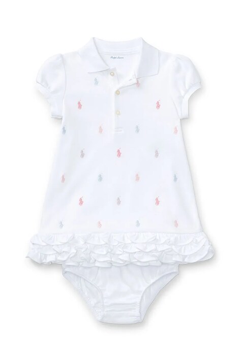 Polo Ralph Lauren rochie din bumbac pentru bebeluși culoarea alb, mini, evazată, 310676237002