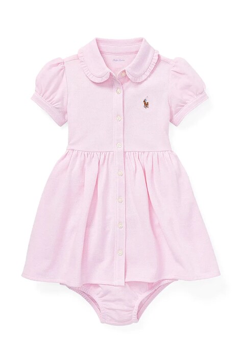 Dětské bavlněné šaty Polo Ralph Lauren růžová barva, mini, 310734896001