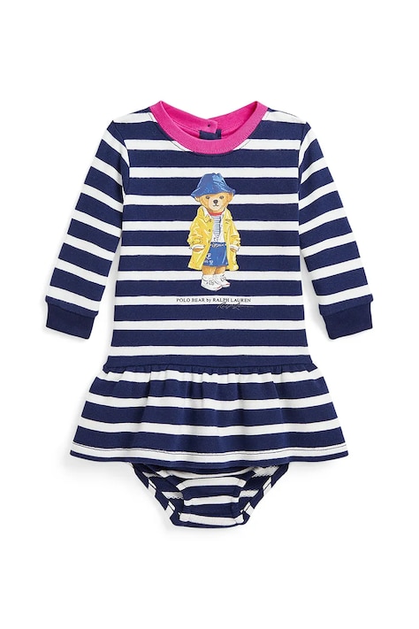Kojenecké šaty Polo Ralph Lauren tmavomodrá barva, mini, áčková, 310958259001