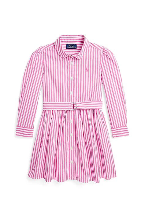Polo Ralph Lauren rochie din bumbac pentru copii culoarea roz, mini, evazată, 312934134001