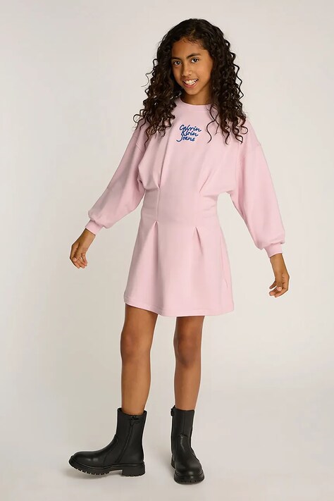 Детское платье Calvin Klein Jeans цвет розовый mini расклешённое IG0IG02773