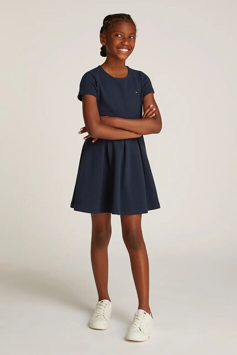 Tommy Hilfiger rochie fete culoarea bleumarin, mini, evazată, KG0KG08339