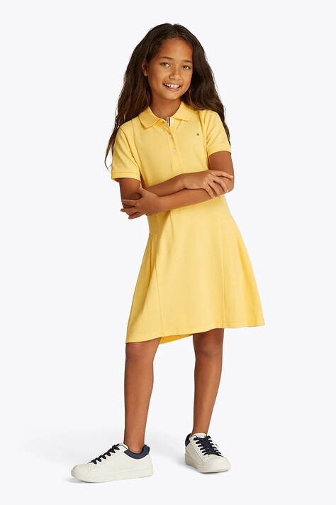 Dívčí šaty Tommy Hilfiger žlutá barva, midi, KG0KG08342