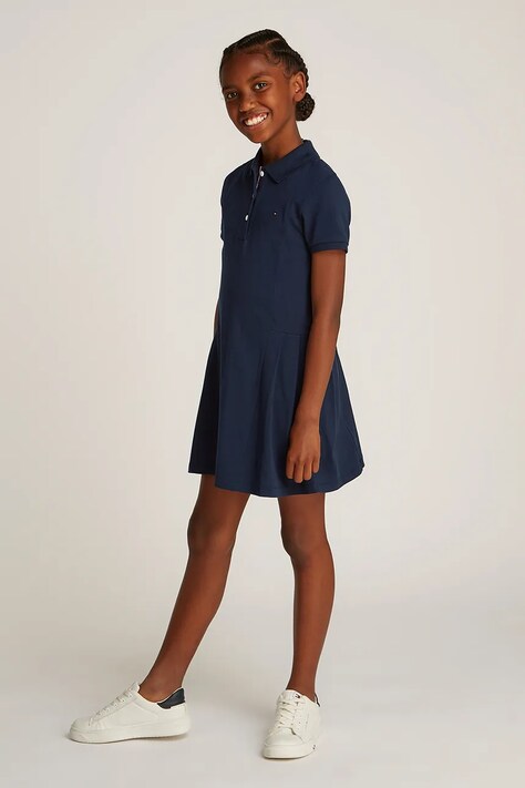 Tommy Hilfiger rochie fete culoarea bleumarin, midi, evazată, KG0KG08342