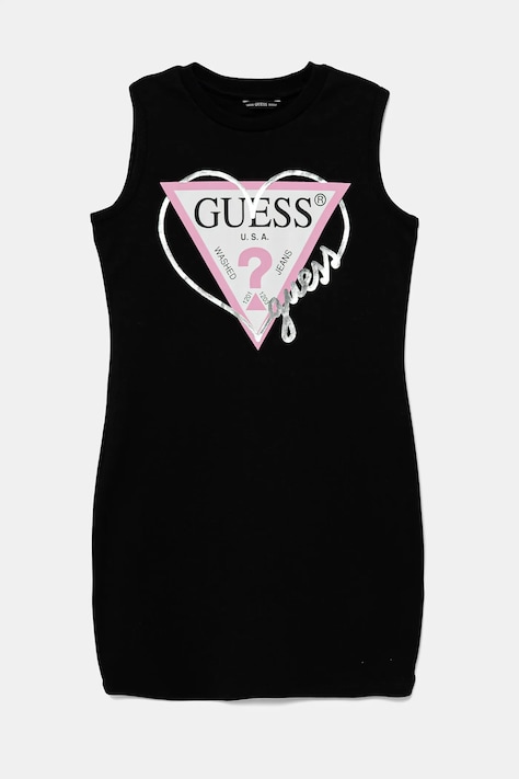 Παιδικό βαμβακερό φόρεμα Guess χρώμα: μαύρο, J4RK38 KA6W4