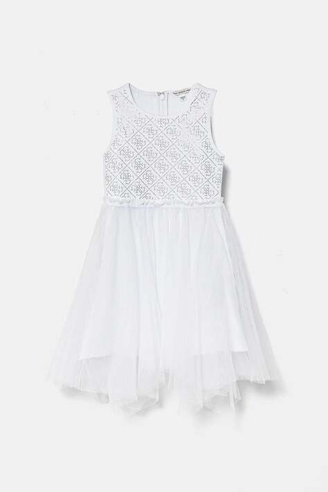 Dívčí šaty Guess bílá barva, mini, J5RK08 KAUH0