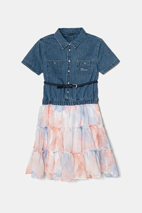 Dívčí šaty Guess modrá barva, midi, J5RK31 D4EU0