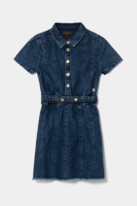 Guess rochie din denim pentru copii culoarea bleumarin, midi, evazată, J5RK33 D4EU0
