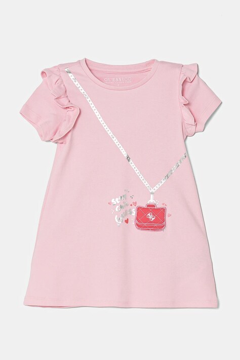 Guess vestito di cotone bambina colore rosa  K5RK00 KA6W4
