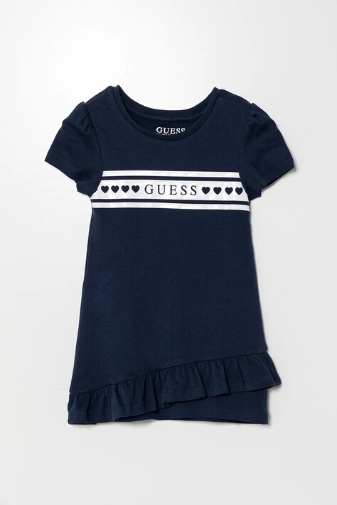 Guess rochie din bumbac pentru copii culoarea bleumarin, midi, dreaptă, K5RK04 KA6W4