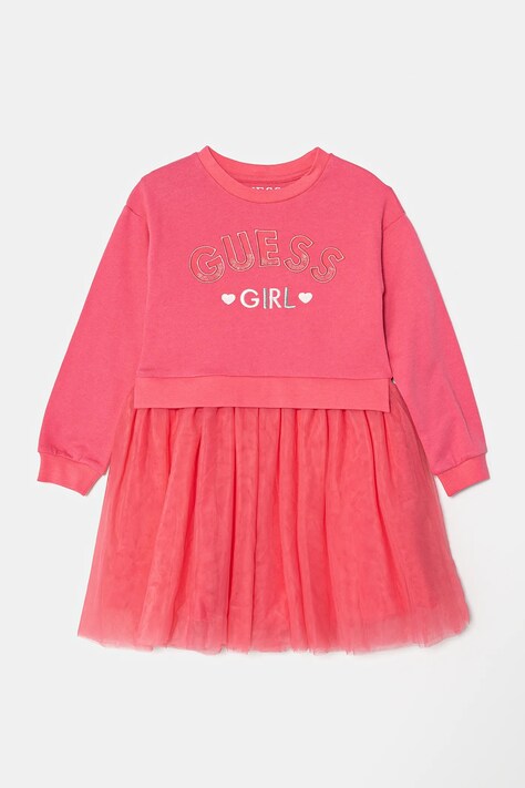 Dětské bavlněné šaty Guess růžová barva, mini, K5RK05 K82T0