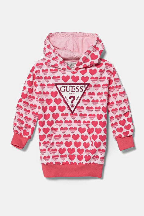 Παιδικό βαμβακερό φόρεμα Guess χρώμα: ροζ, K5RK08 KA6R4