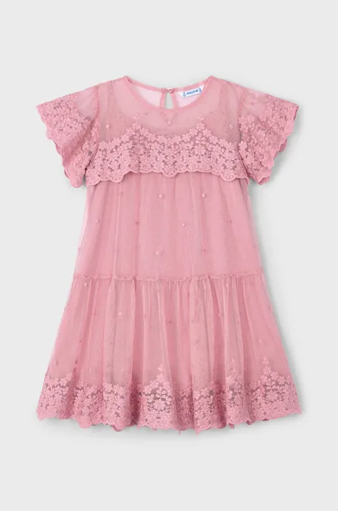 Dívčí šaty Mayoral růžová barva, mini, 3909