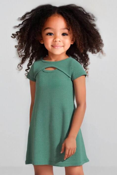 Детска рокля Mayoral в зелено къса със стандартна кройка 3924