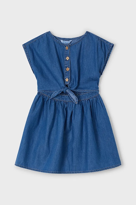 Детска дънкова рокля Mayoral в синьо къса разкроена 3931