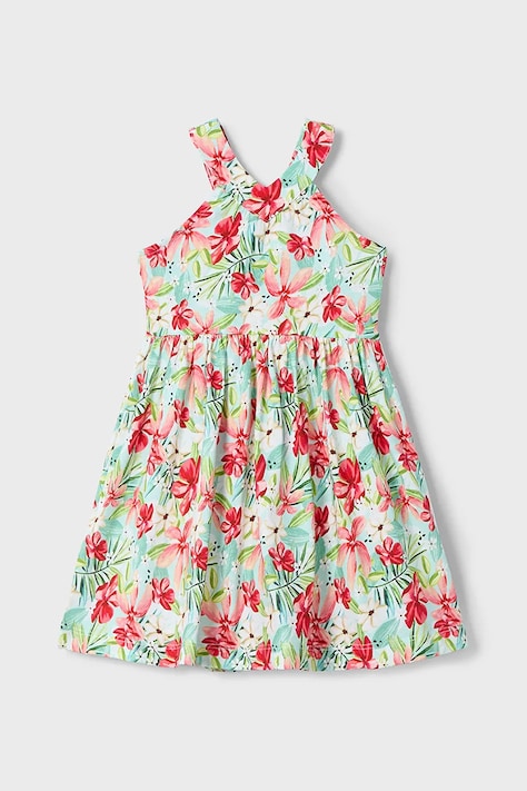 Mayoral rochie din bumbac pentru copii culoarea turcoaz, mini, evazată, 3938