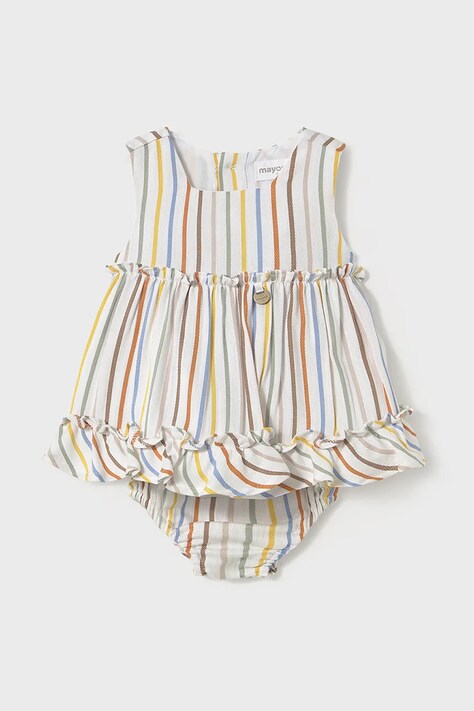 Mayoral Newborn rochie din amestec de in pentru bebeluși culoarea galben, mini, evazată, 1844