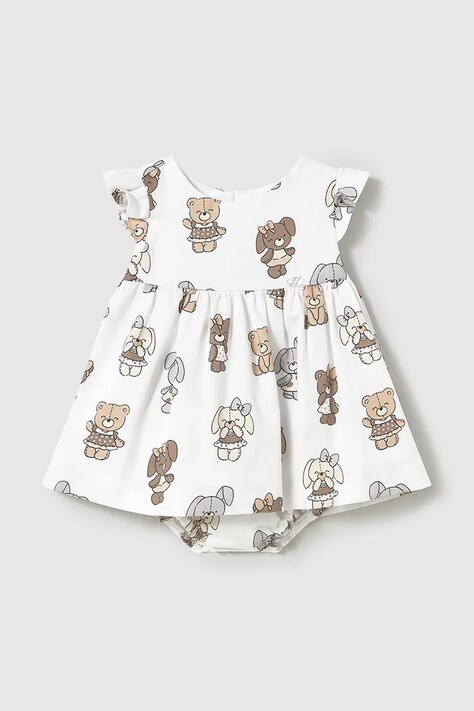 Mayoral Newborn rochie din bumbac pentru bebeluși culoarea bej, mini, evazată, 1869