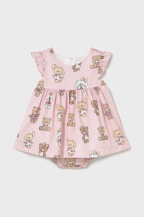Mayoral Newborn rochie din bumbac pentru bebeluși culoarea roz, mini, evazată, 1869