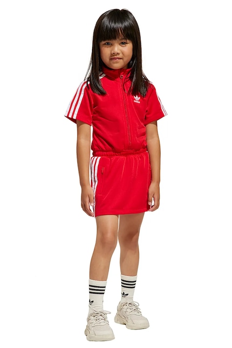 Dievčenské šaty adidas Originals červená farba, mini, áčkový strih, JC9169