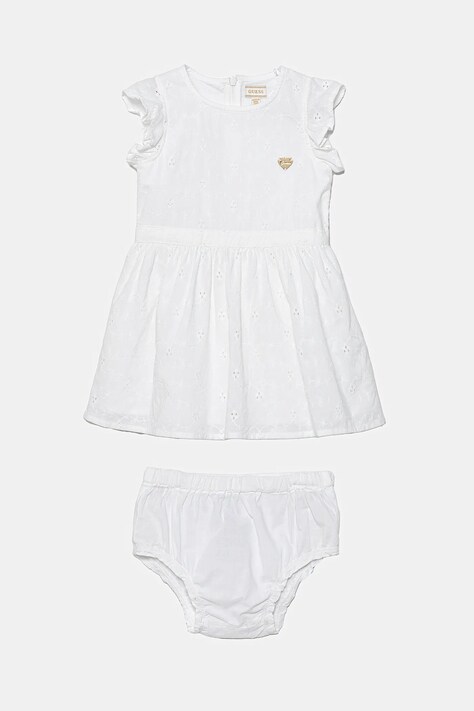 Детское хлопковое платье Guess цвет белый mini расклешённое A5GK04 WH710