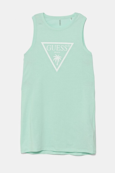 Guess rochie din bumbac pentru copii culoarea turcoaz, mini, dreaptă, J4GK35 JA914