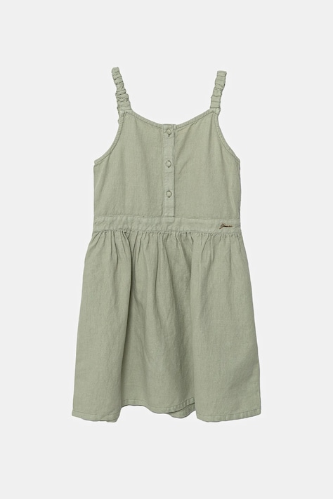 Guess rochie cu amestec de in pentru copii culoarea verde, mini, evazată, J5GK27 WG5G0