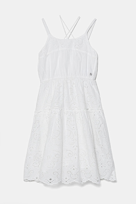 Παιδικό βαμβακερό φόρεμα Guess χρώμα: άσπρο, J5GK30 WH7D0