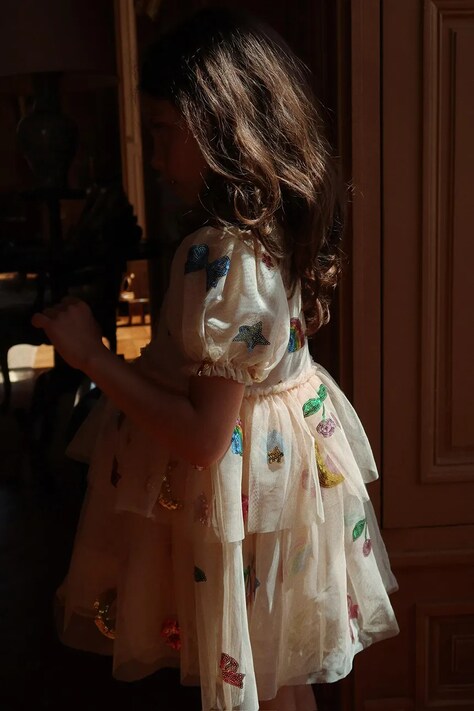 Детское платье Konges Sløjd YVONNE PUFF DRESS цвет бежевый mini расклешённое KS102438