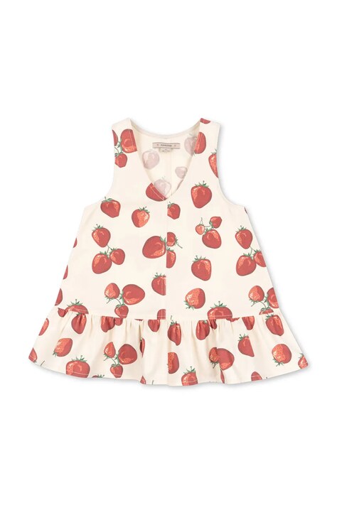 Konges Sløjd rochie din bumbac pentru copii FEN DRESS GOTS culoarea bej, mini, evazată, KS102443