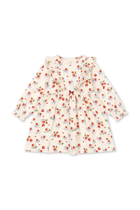 Konges Sløjd rochie fete BASIC FRILL DRESS GOTS culoarea bej, mini, evazată, KS102627