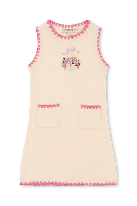 Детское шерстяное платье Konges Sløjd COLLETTE KNIT DRESS цвет бежевый mini прямое KS102822
