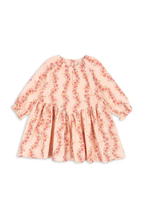 Хлопковое детское платье Konges Sløjd COCO DRESS GOTS цвет розовый mini расклешённое KS102273