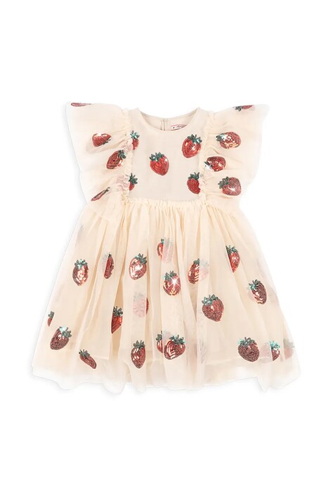 Konges Sløjd rochie fete YVONNE FRILL DRESS culoarea roz, mini, evazată, KS102288