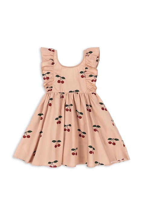 Konges Sløjd rochie din bumbac pentru copii VERBENA DRESS GOTS culoarea roz, mini, evazată, KS102296