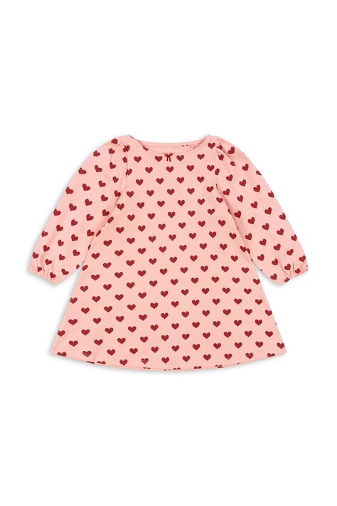 Konges Sløjd rochie din bumbac pentru copii DREY DRESS GOTS culoarea roz, mini, evazată, KS102566