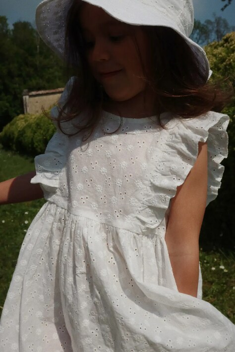 Dětské bavlněné šaty Konges Sløjd LACEY DRESS bílá barva, mini, KS102284