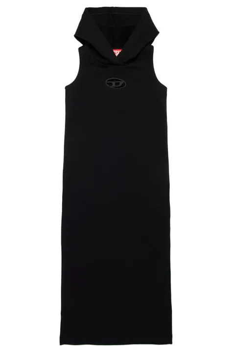 Хлопковое детское платье Diesel DYTES DRESS цвет чёрный midi прямое J02203