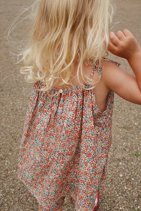 Konges Sløjd gyerek pamutruha PACEY STRAP DRESS GOTS rózsaszín, mini, oversize, KS101007