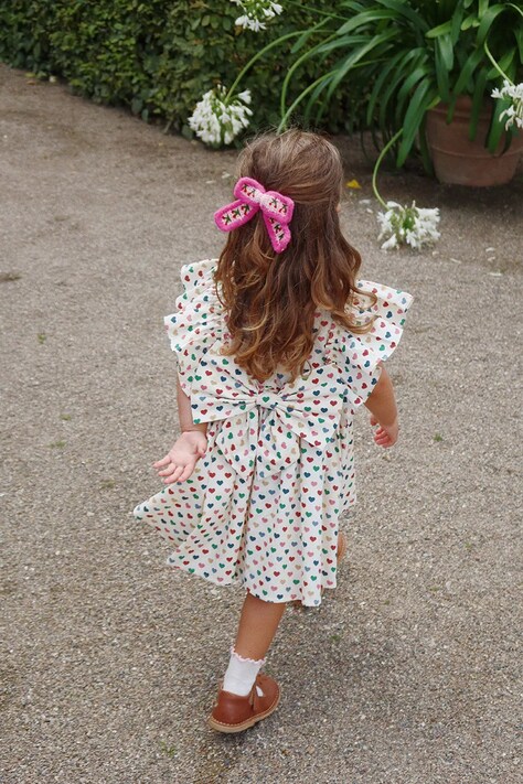 Dívčí šaty Konges Sløjd EVIA BOW DRESS GOTS béžová barva, mini, KS103055