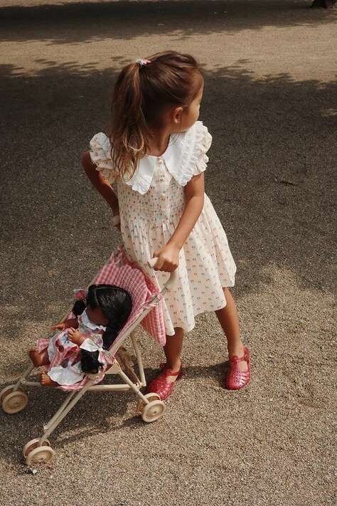 Šaty Konges Sløjd MIDSUMMER DRESS GOTS béžová barva, maxi, KS103184