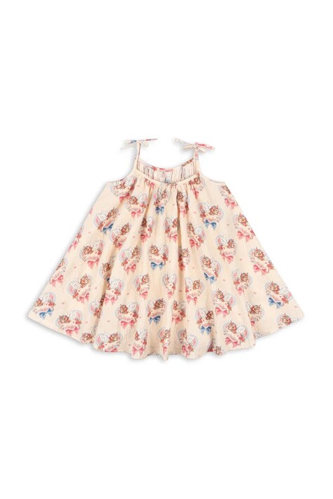 Obleka Konges Sløjd VIVIAN STRAP DRESS GOTS bež barva, KS103061