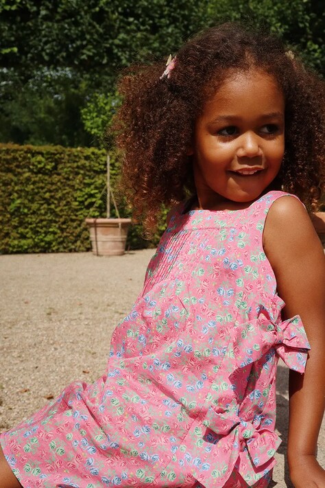 Konges Sløjd ruha PACEY BOW DRESS GOTS rózsaszín, mini, egyenes, KS103063